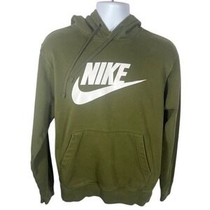 Nike Mens SZ M Sportswear Club Rough Green Pullover Hoodie-1188